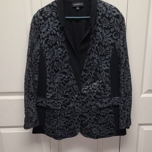 Lane Bryant Sleek Black and Gray Lace Blazer  Boho, Whimsigoth, Western 22